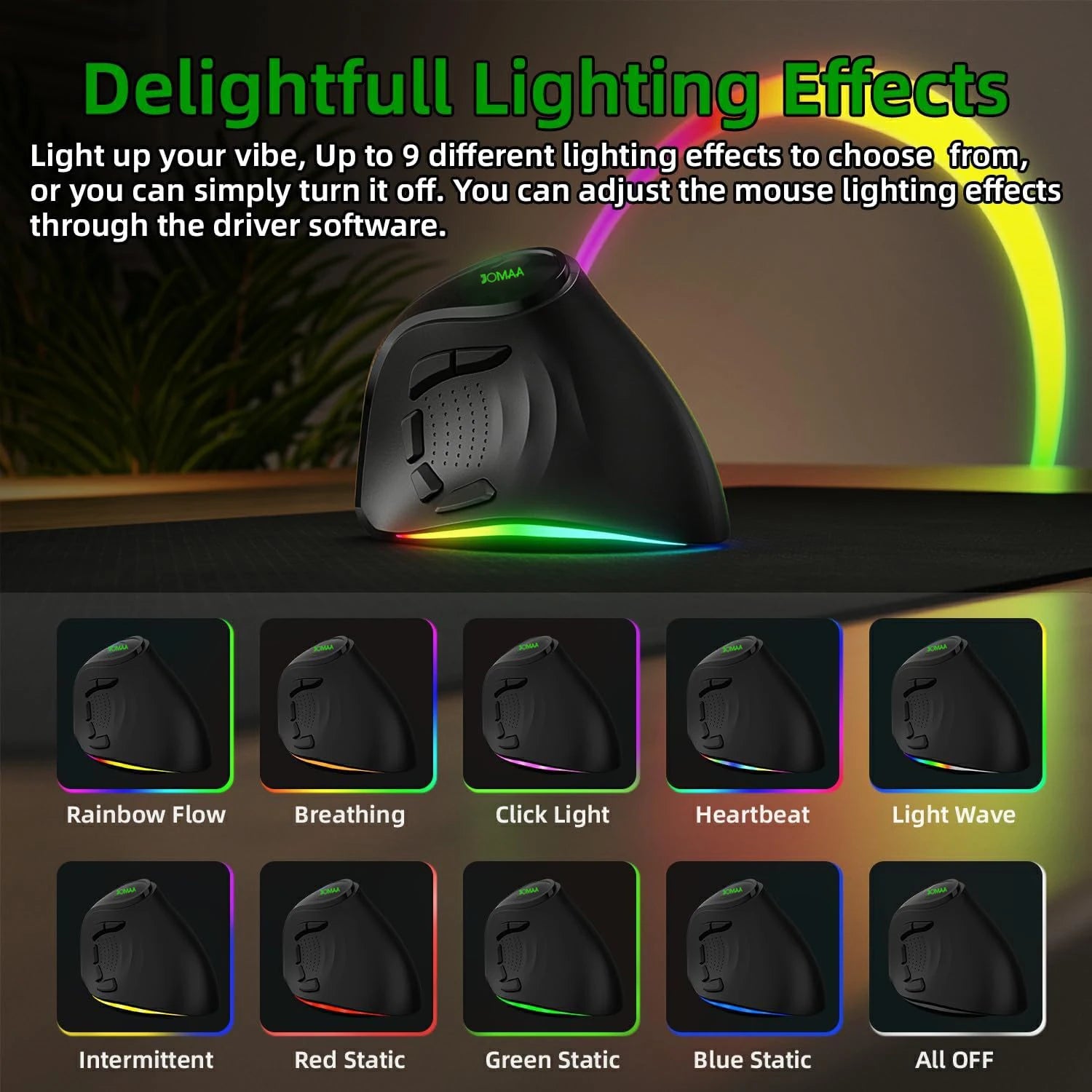 2.4G&Bluetooth Dual Mode RGB Rechargeable Wireless Vertical Ergonomic Mouse 5 Side Buttons for Computer Notebook Laptop,Android