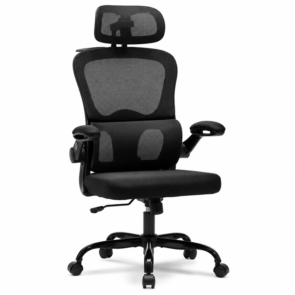 Chaise de Bureau Ergonomique à Double Dossier avec Support Lombaire Réglable