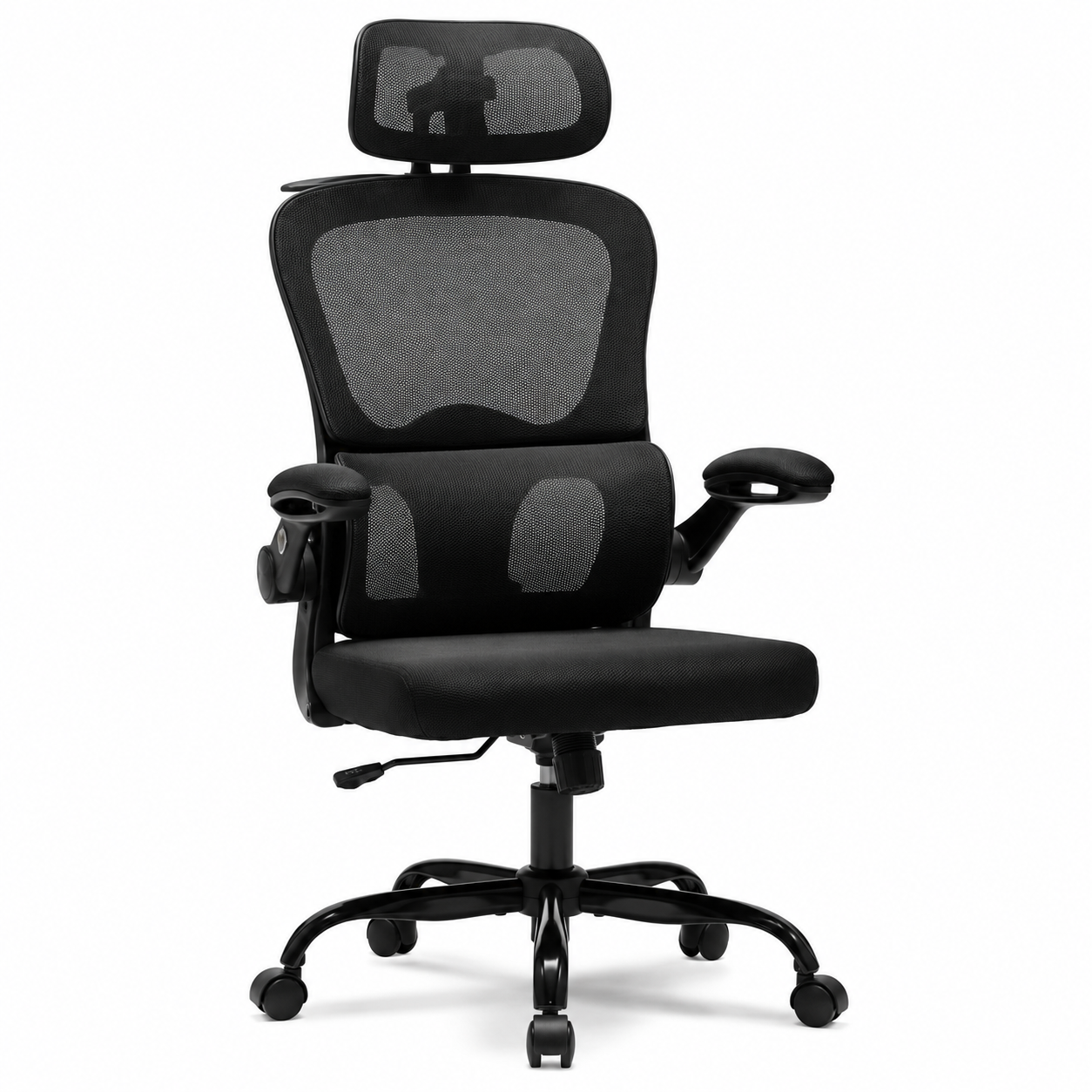 Chaise de Bureau Ergonomique à Double Dossier avec Support Lombaire Réglable