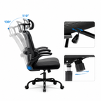 Chaise de Bureau Ergonomique à Double Dossier avec Support Lombaire Réglable