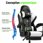 Chaise de Bureau Ergonomique Massante avec Repose-Pieds et Dossier Inclinable 135°
