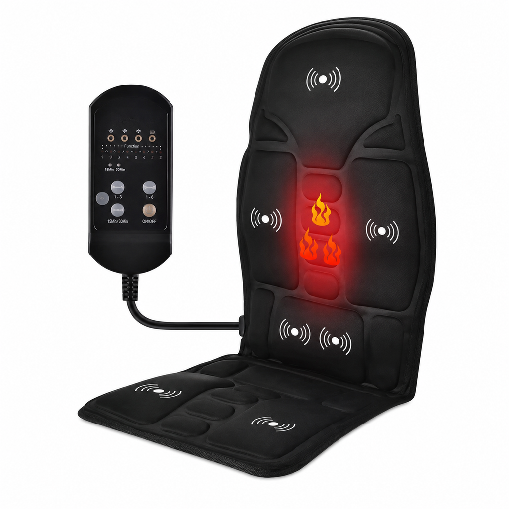 Coussin de massage chauffant électrique pour chaise de bureau et voiture, vibrations multi-zones, fonction infrarouge intégrée