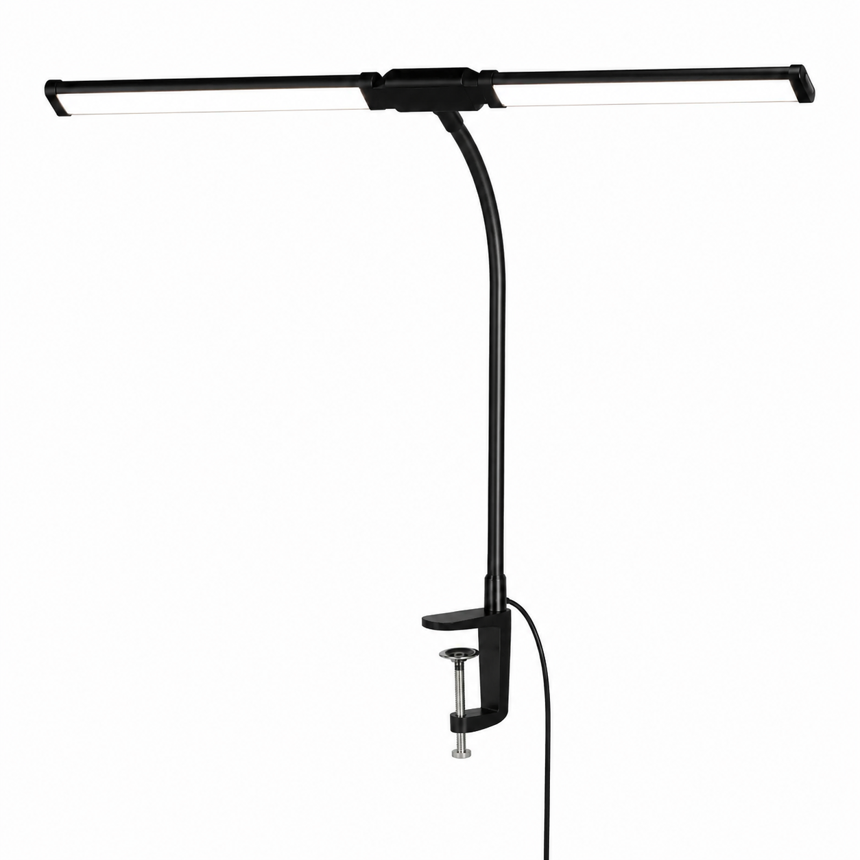 Lampe de Bureau LED Double Tête à Col de Cygne avec Intensité Réglable