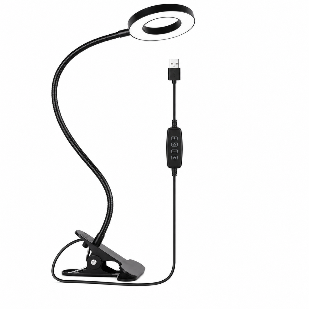 Lampe de Lecture LED à Pince Réglable avec Col de Cygne Flexible