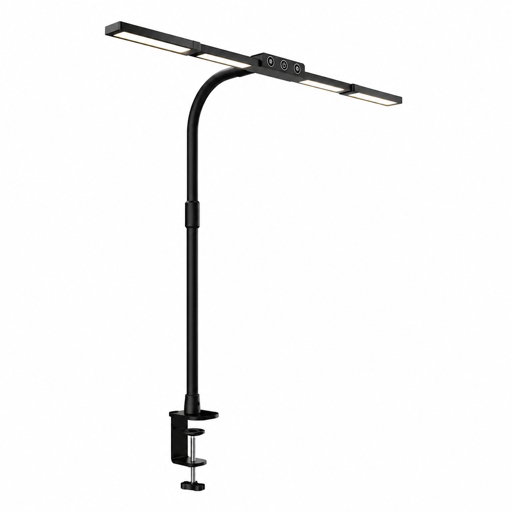 Lampe de Bureau LED à Pince 24 W avec 3 Têtes Réglables