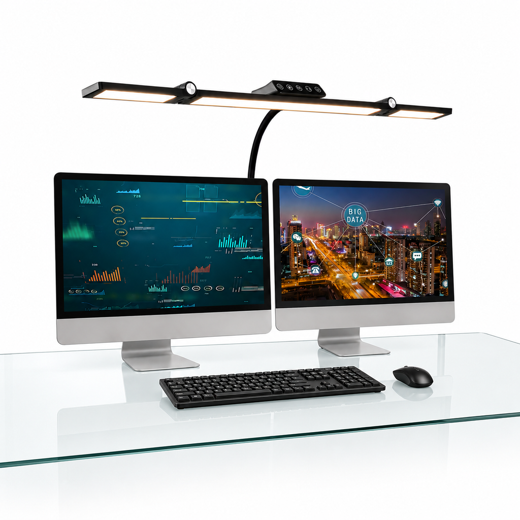 Lampe de Bureau LED à Pince 24 W avec 3 Têtes Réglables