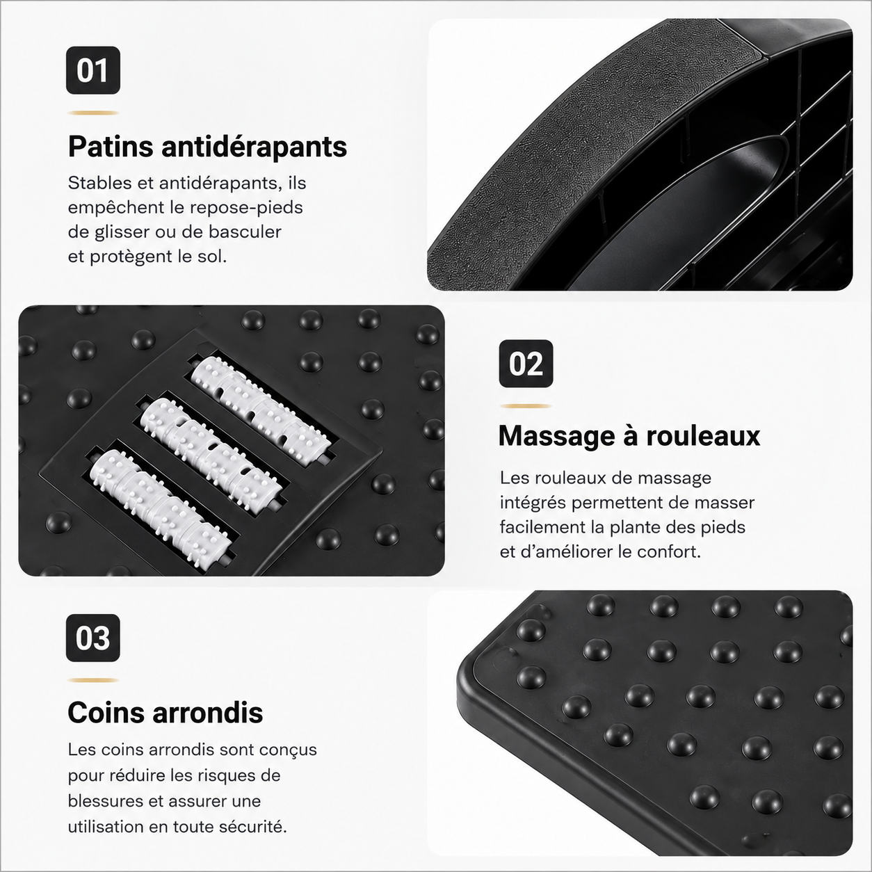 Repose-Pieds Ergonomique À Bascule Avec Surface De Massage