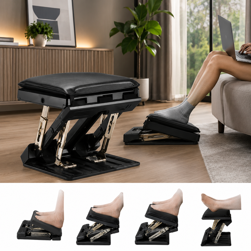 Repose-Pieds Réglable Pliable Avec Coussin Amovible