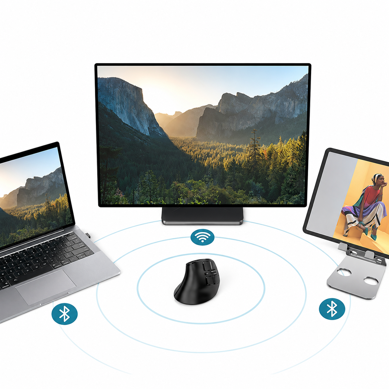 Souris Sans Fil Verticale Bluetooth Rechargeable  Ergonomique – USB  Compatible Tablette & Ordinateur Portable