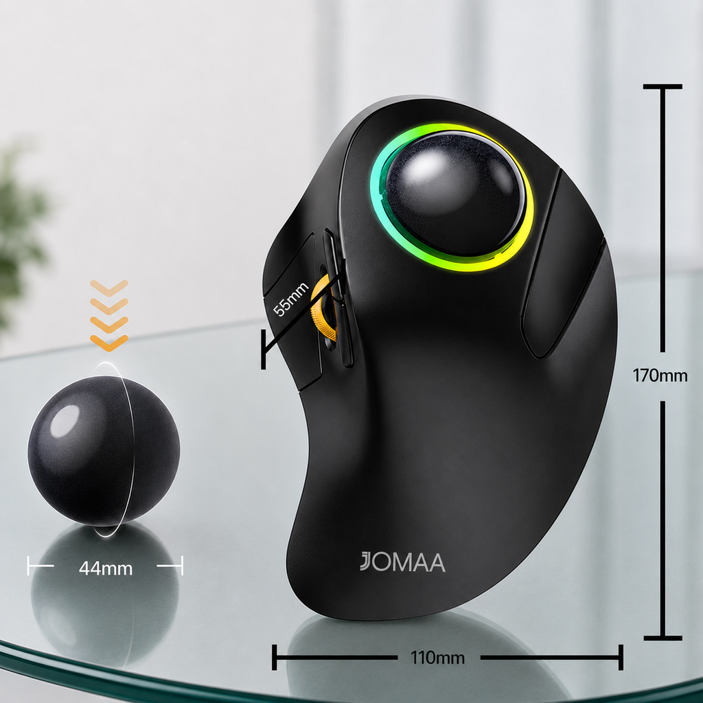 Souris Ergonomique Trackball Sans Fil Rechargeable LED