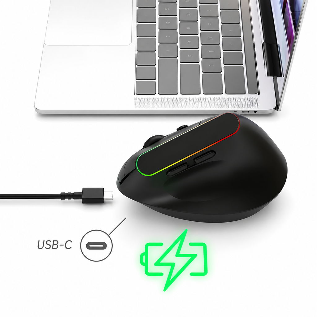 Souris Ergonomique Verticale Sans Fil Bluetooth et 2.4G