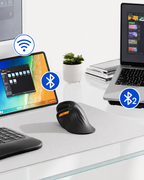 Souris ergonomique verticale sans fil pour ordinateur, iPad, Mac et Windows 3 connexions multi-appareils, DPI réglable