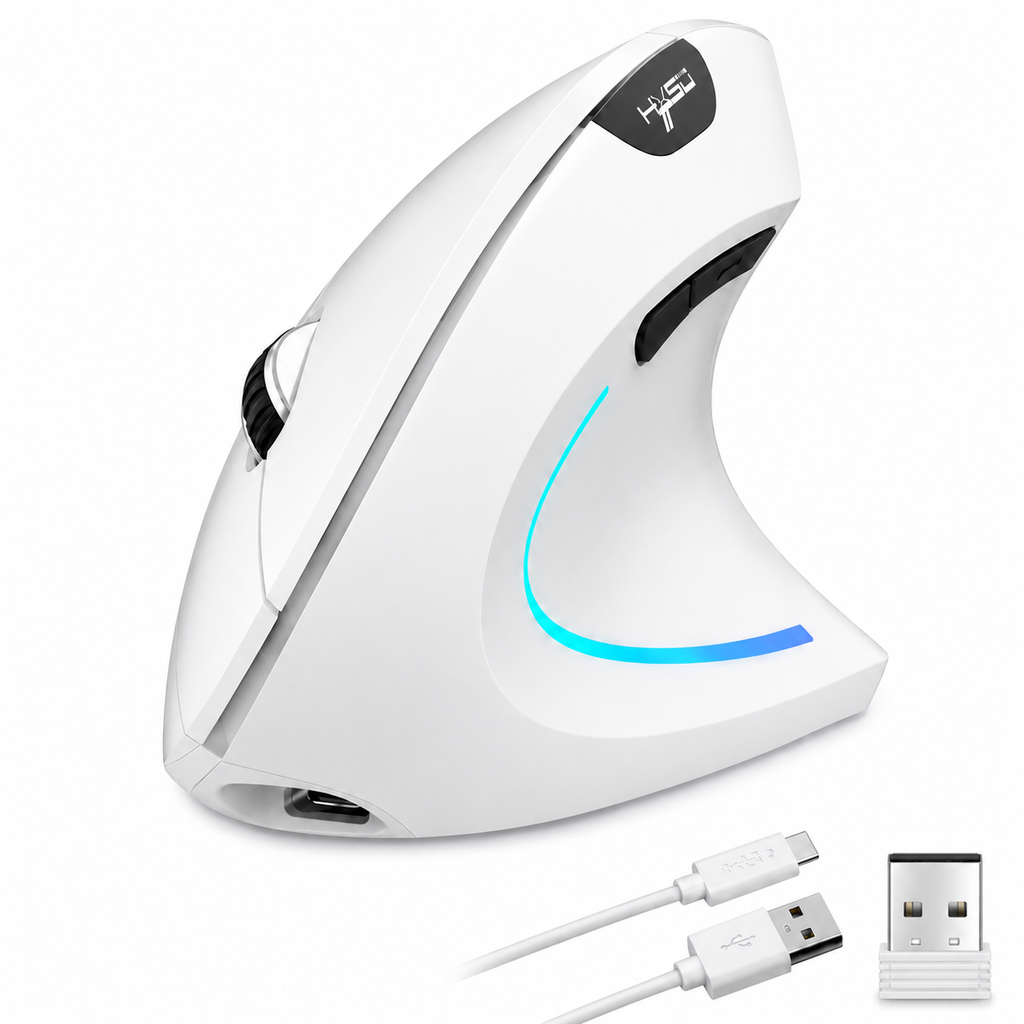 Souris verticale ergonomique sans fil Bluetooth + 2.4G rechargeable USB-C