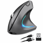 Souris verticale ergonomique sans fil Bluetooth + 2.4G rechargeable USB-C