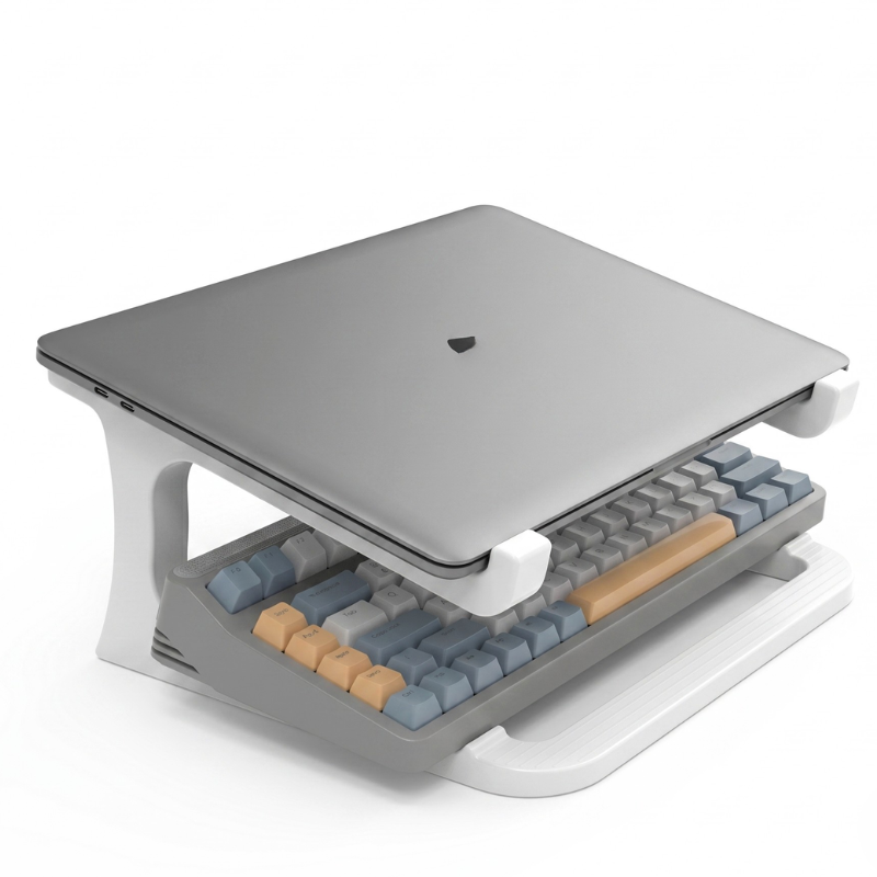 Support Ordinateur Portable avec Rangement Clavier Blanc