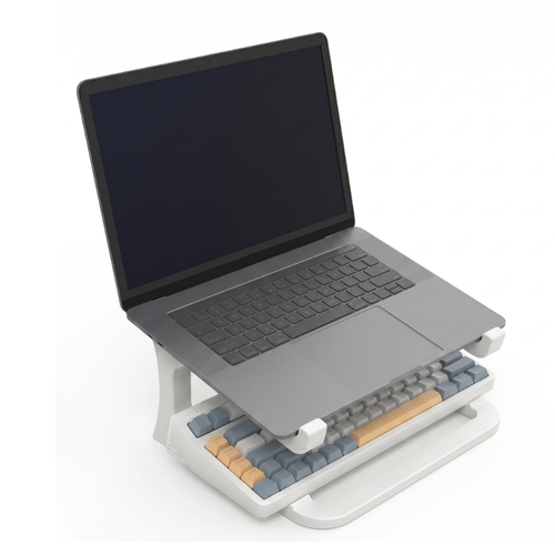 Support Ordinateur Portable avec Rangement Clavier Blanc