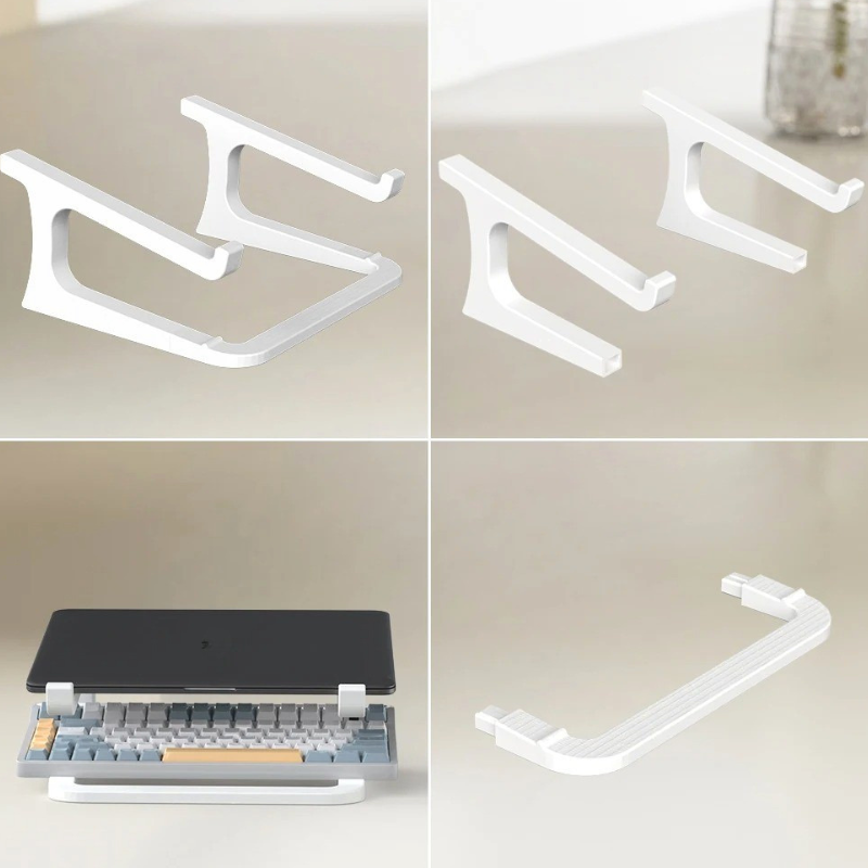 Support Ordinateur Portable avec Rangement Clavier Blanc