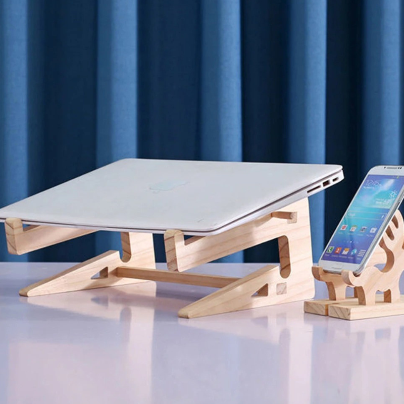 Support Ordinateur Portable en Bois Démontable 10-17 Pouces