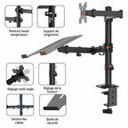 Support Réglable pour Ordinateur Portable et Moniteur 13 à 27 Pouces